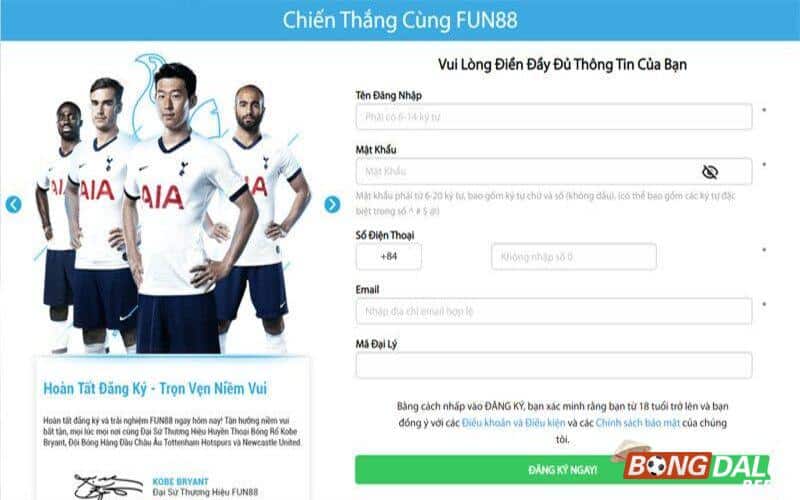 Hướng dẫn đăng ký tài khoản tại nhà cái cá cược Fun88